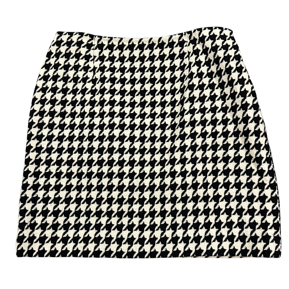 Vintage Moschino Cheap and Chic Houndstooth Wool Mini Skirt Black White US 10